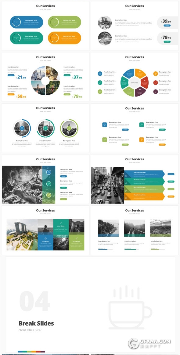 223页欧美商务风格PPT模板 7种主题配色 - 顶尖PPT