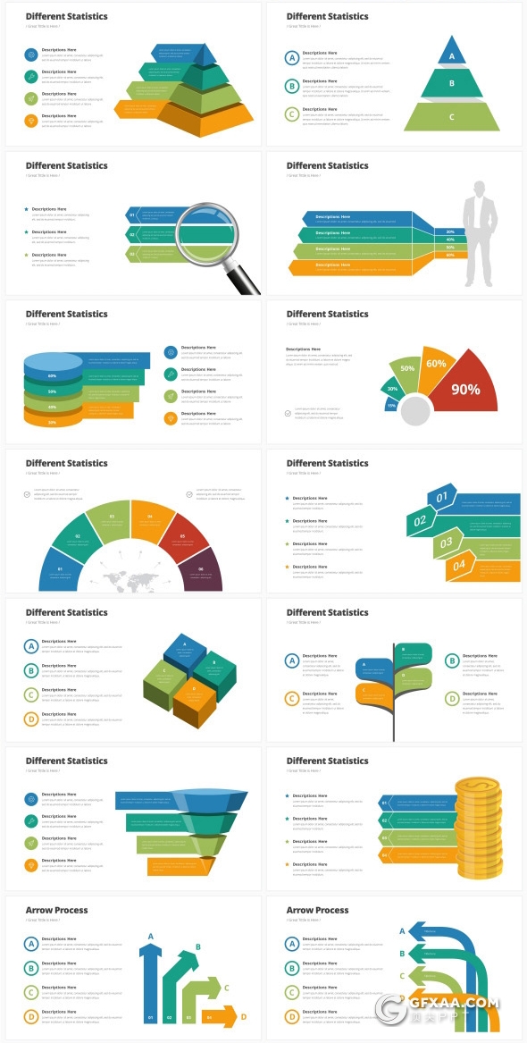 223页欧美商务风格PPT模板 7种主题配色 - 顶尖PPT