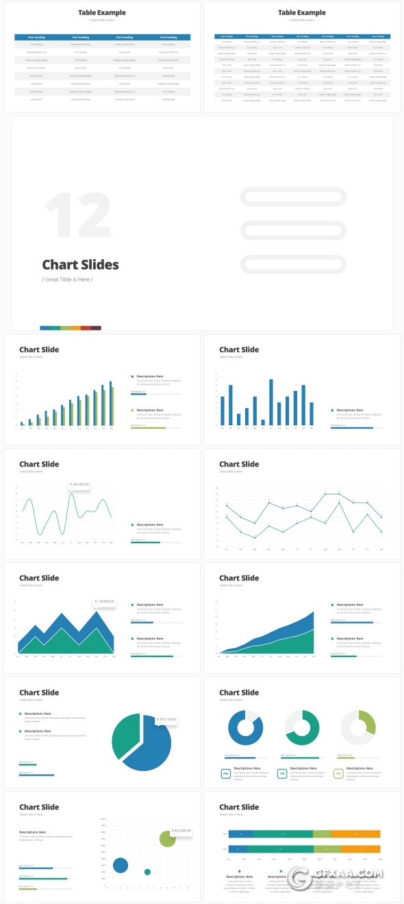 223页欧美商务风格PPT模板 7种主题配色 - 顶尖PPT