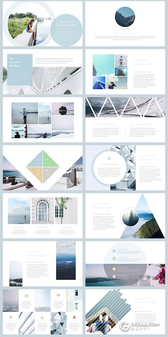 80页国外极简文艺风格PPT模板 - 顶尖PPT