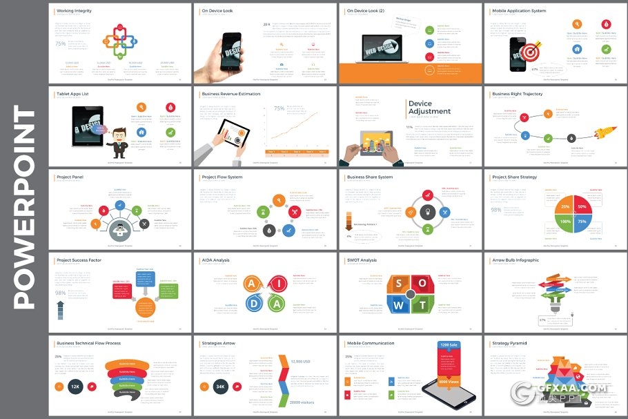 98页高端商务炫彩图形图表PPT模板 - 顶尖PPT