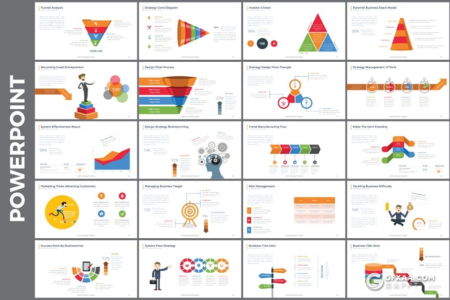 98页高端商务炫彩图形图表PPT模板 - 顶尖PPT
