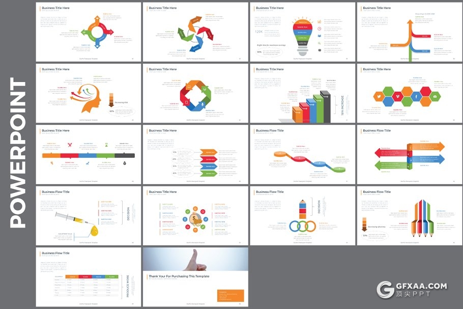 98页高端商务炫彩图形图表PPT模板 - 顶尖PPT