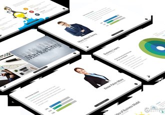 98页高端商务炫彩图形图表PPT模板 - 顶尖PPT