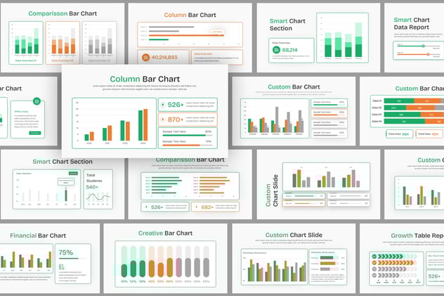彩色条形图数据可视化展示PPT模板 - 顶尖PPT