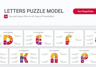 大写字母拼图模型图表PPT幻灯片 - 顶尖PPT