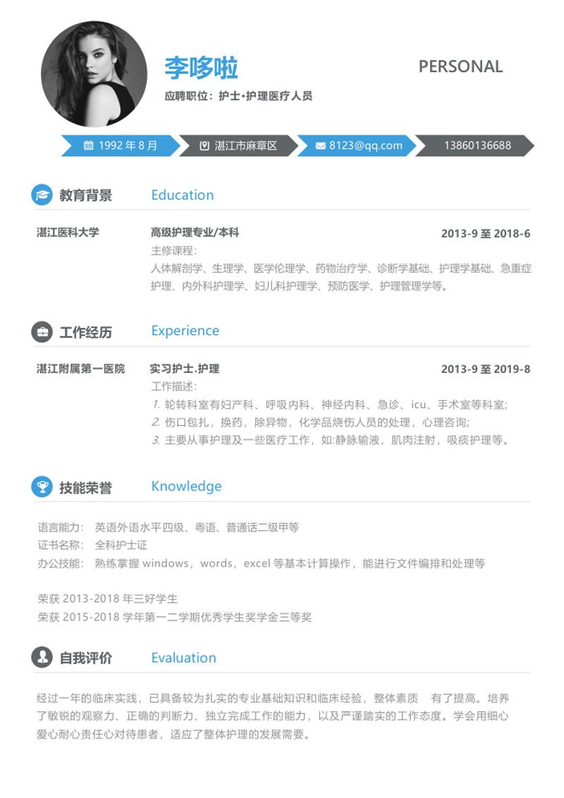 护士护理医疗人员求职简历模板 - 顶尖PPT