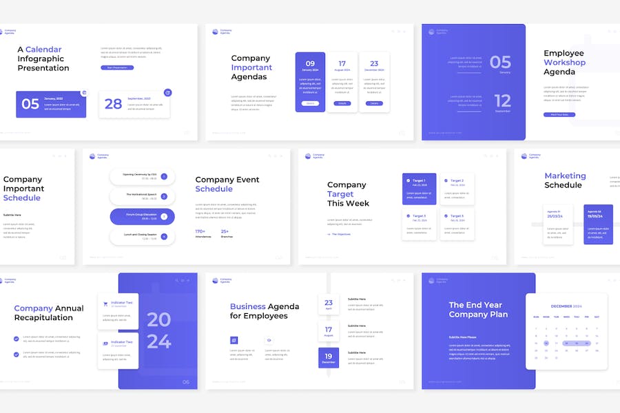 电子日历keynote工作日期规划议程keynote模板 - 顶尖PPT