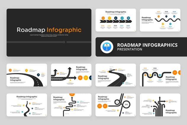 创意路线信息图形keynote模板 - 顶尖PPT