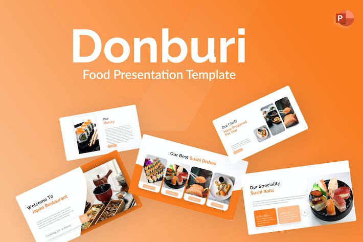 橙色餐厅餐饮美食主题PPT模板 - 顶尖PPT