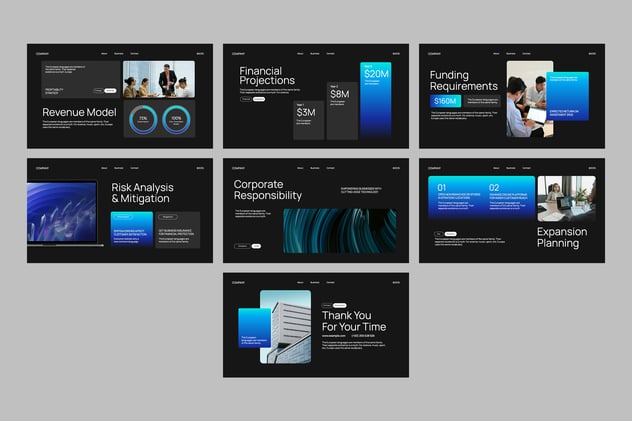 黑蓝现代商业计划书关键Keynote模板 - 顶尖PPT