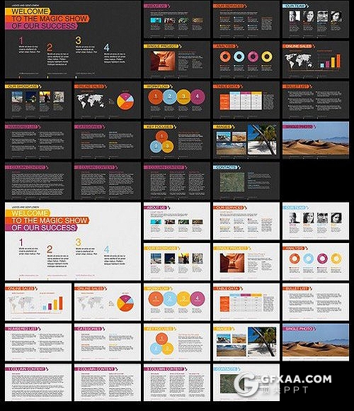21页扁平化商务风格PPT+keynote模板 - 顶尖PPT