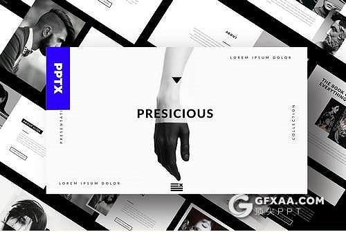 50页黑白极简摄影图片展示PPT模板 - 顶尖PPT