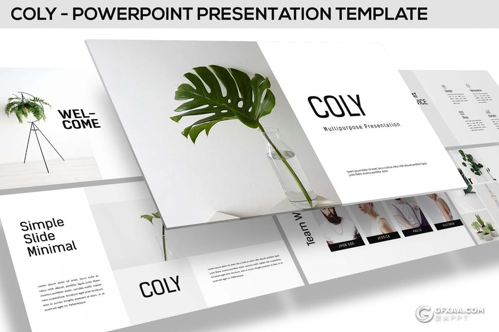 44页简约文艺图片展示PPT模板 - 顶尖PPT