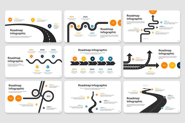 创意路线信息图形keynote模板 - 顶尖PPT