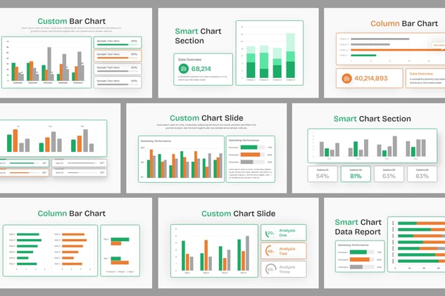 彩色条形图数据可视化展示PPT模板 - 顶尖PPT