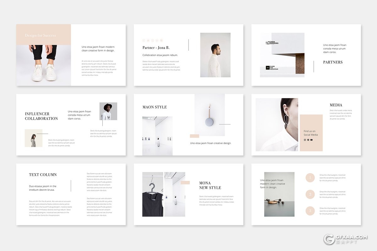 74页简约风格模特服装展示PPT模板 - 顶尖PPT