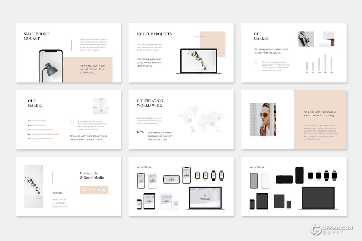 74页简约风格模特服装展示PPT模板 - 顶尖PPT