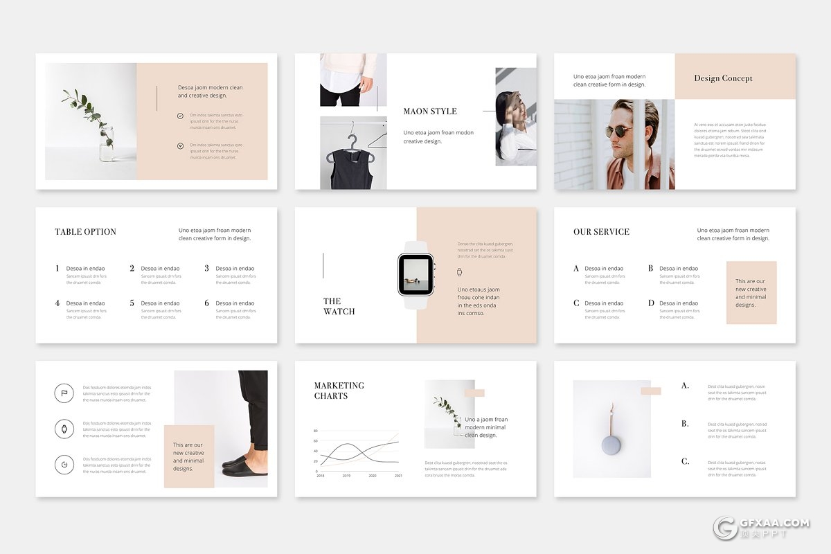 74页简约风格模特服装展示PPT模板 - 顶尖PPT