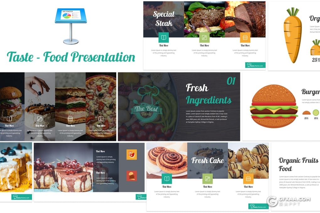 30页食物美食介绍keynote模板 2种尺寸5种配色 - 顶尖PPT