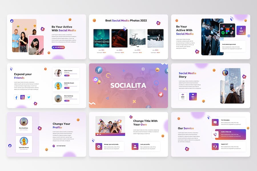 社交媒体营销内容策划Keynote模板 - 顶尖PPT