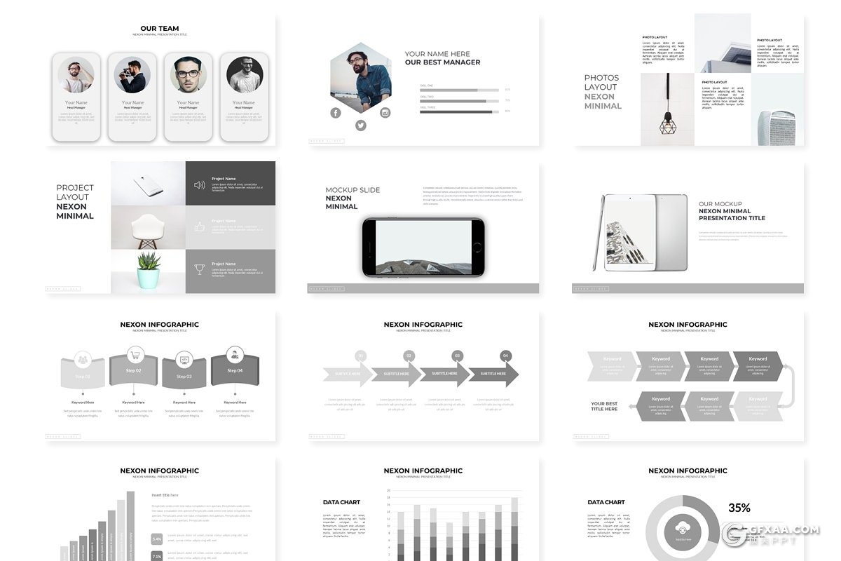 30页5种主题配色简约商务PPT模板 - 顶尖PPT
