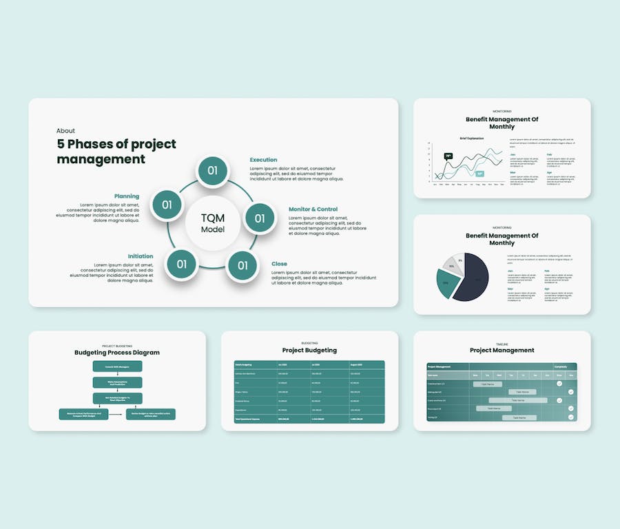 蓝色项目管理流程演示汇报PPT模板 - 顶尖PPT