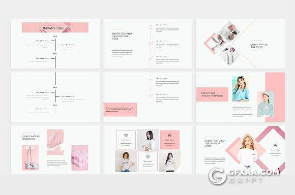82页粉嫩风格时尚美女模特展示PPT模板 - 顶尖PPT