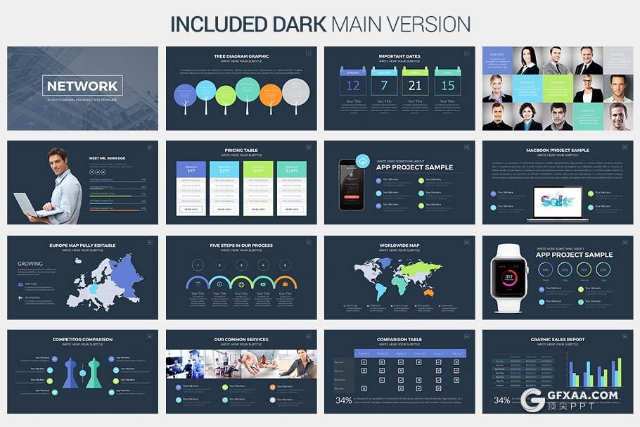 65页国外互联网科技PPT模板 2种底色2种格式 - 顶尖PPT