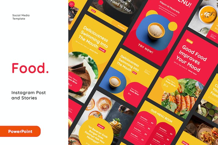 美食餐饮Instagram社交媒体营销推广PPT模板 - 顶尖PPT