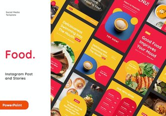 美食餐饮Instagram社交媒体营销推广PPT模板 - 顶尖PPT