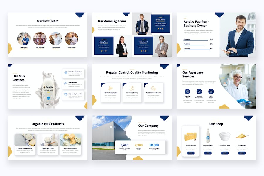 奶牛场牛奶生产与数据汇报PPT模板 - 顶尖PPT