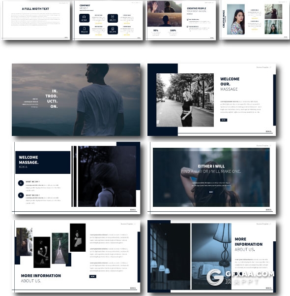 60页简约摄影图片展示PPT模板 - 顶尖PPT