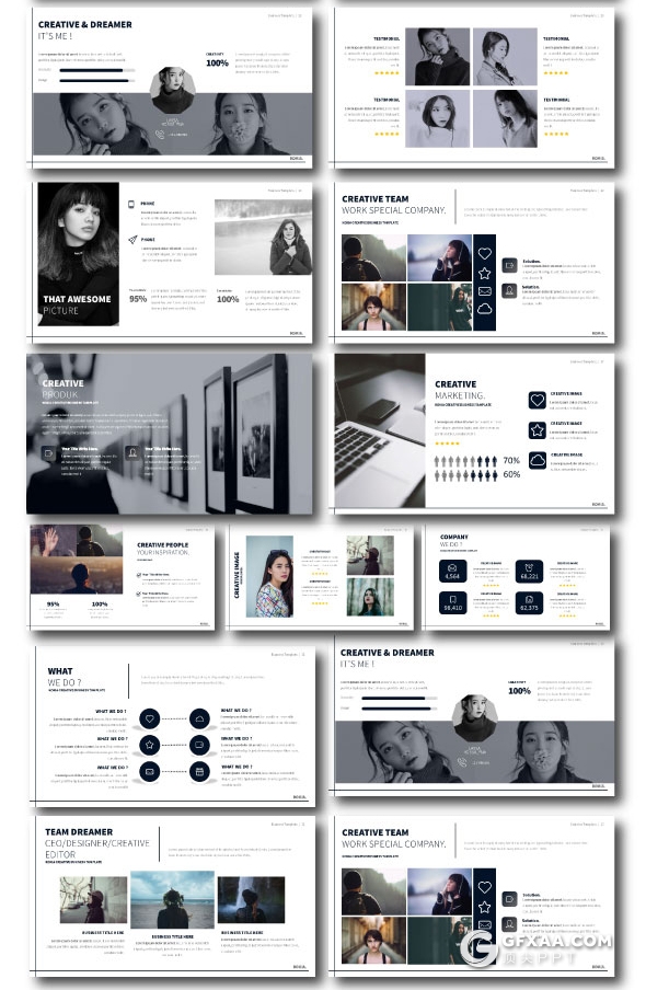 60页简约摄影图片展示PPT模板 - 顶尖PPT