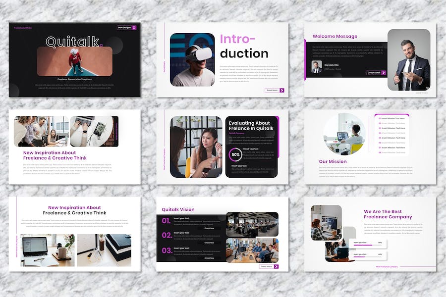 自由职业工作室项目推介PPT模板 - 顶尖PPT