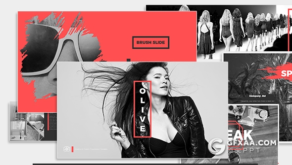 100时尚流行杂志风格模特服装展示PPT模板 - 顶尖PPT