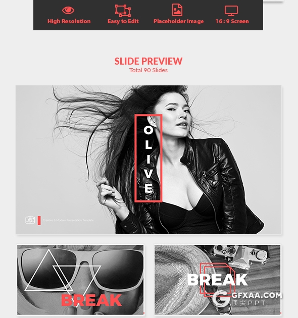 100时尚流行杂志风格模特服装展示PPT模板 - 顶尖PPT