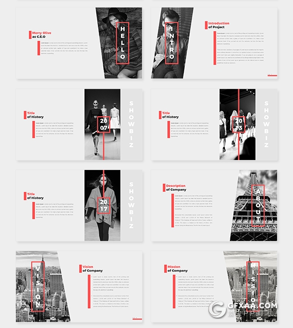 100时尚流行杂志风格模特服装展示PPT模板 - 顶尖PPT