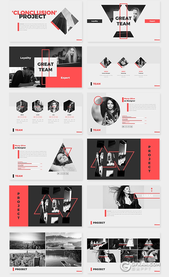 100时尚流行杂志风格模特服装展示PPT模板 - 顶尖PPT