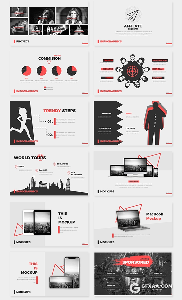 100时尚流行杂志风格模特服装展示PPT模板 - 顶尖PPT