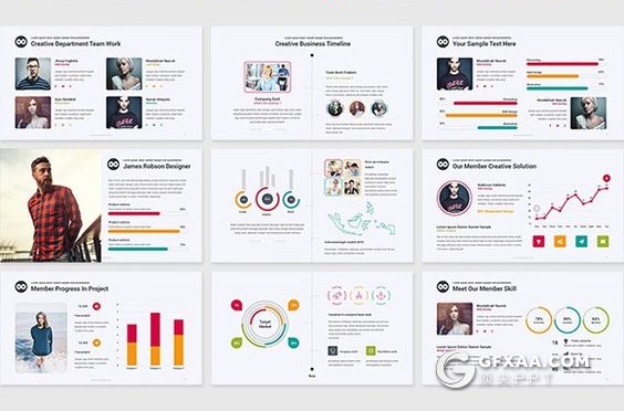 91页炫彩图形图表设计欧美商务PPT模板 - 顶尖PPT