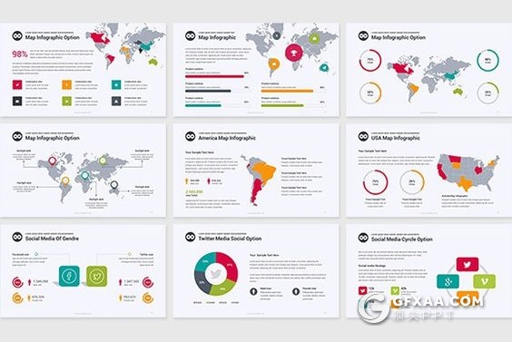 91页炫彩图形图表设计欧美商务PPT模板 - 顶尖PPT