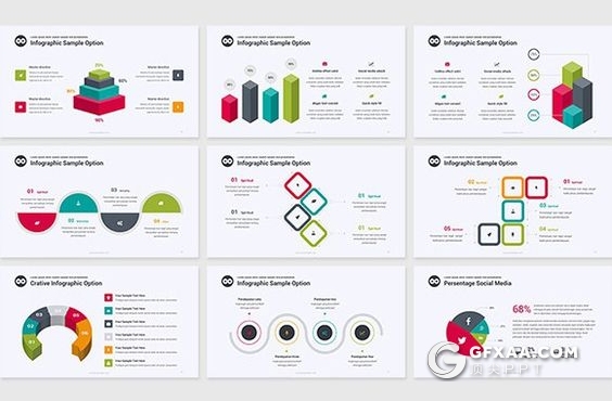91页炫彩图形图表设计欧美商务PPT模板 - 顶尖PPT
