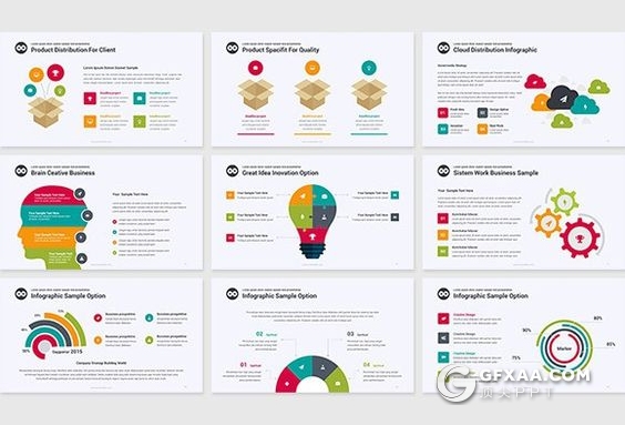 91页炫彩图形图表设计欧美商务PPT模板 - 顶尖PPT