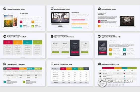 91页炫彩图形图表设计欧美商务PPT模板 - 顶尖PPT