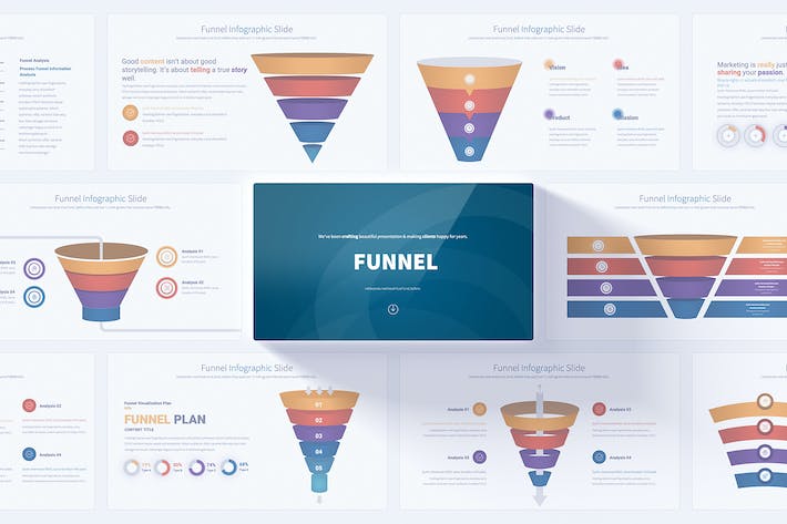 微立体漏斗信息图表PPT模板 - 顶尖PPT