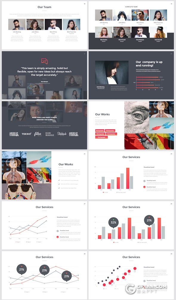 70多页扁平化欧美精致设计多用途keynote模板 - 顶尖PPT