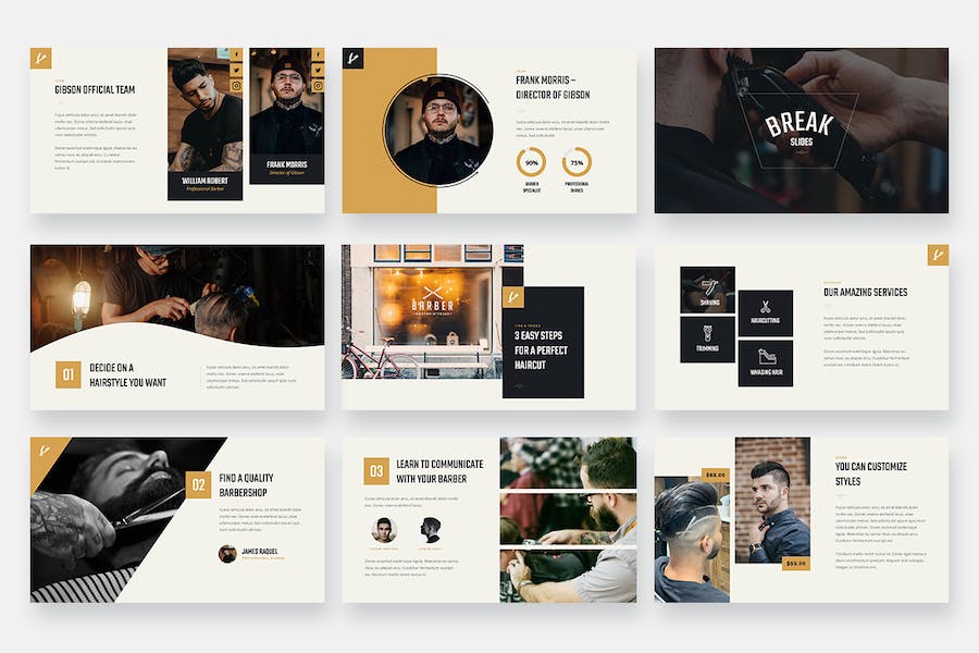 理发店剃须主题keynote板 - 顶尖PPT