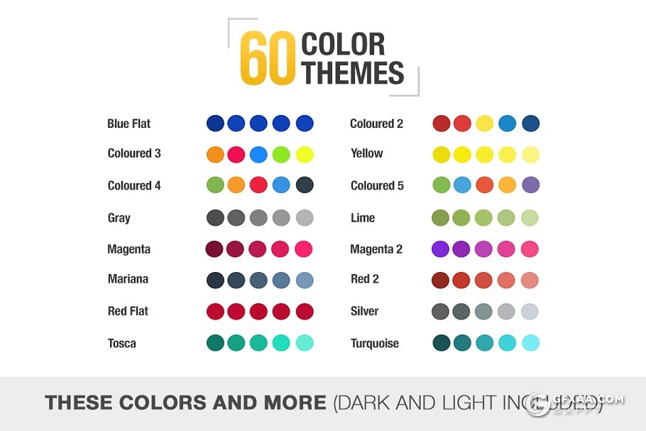 61页商务数据统计分析创意图形图表PPT模板 2种底色 - 顶尖PPT