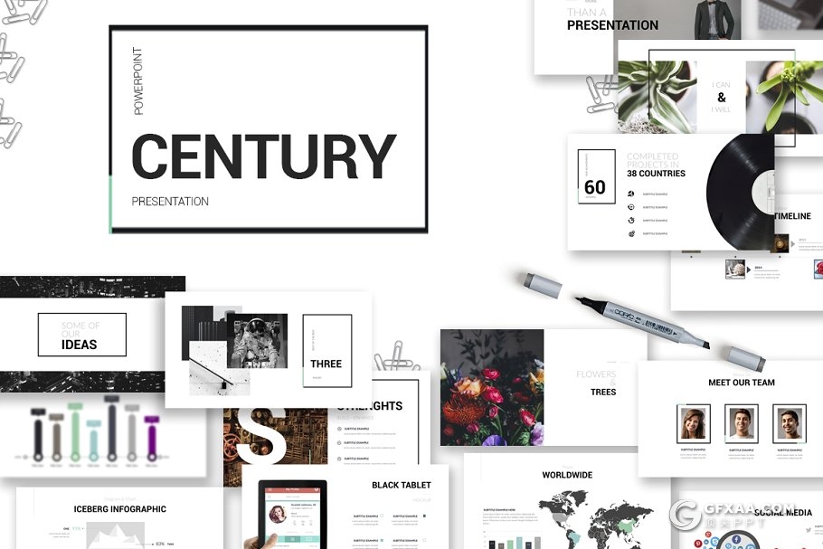 60页简约文艺范商务多用途PPT模板 - 顶尖PPT